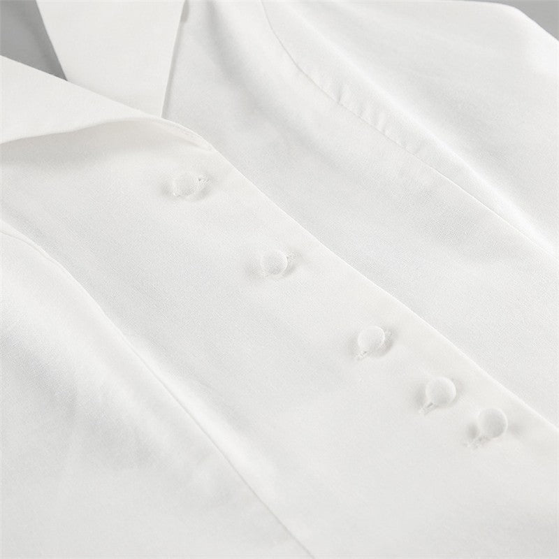 White V Neck Backless A Line Mini Dress