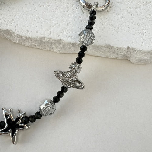 Color Block Love Crystal Beads Bag Charm