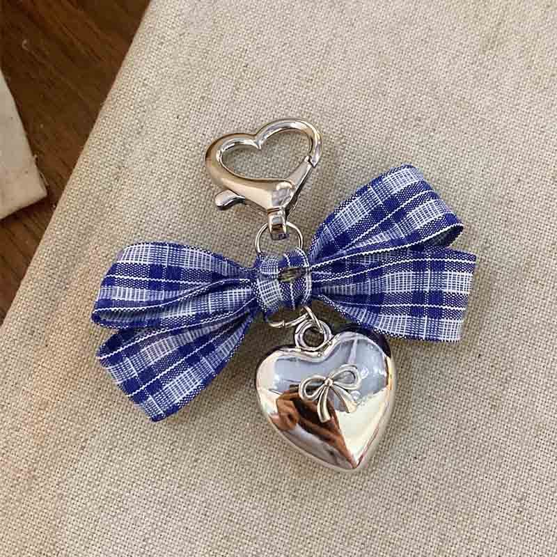 Cute Heart Solid Color Bow Knot Keychain