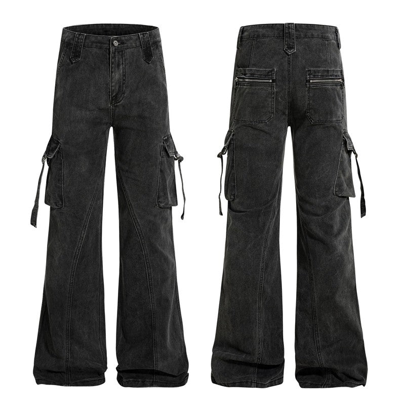 Washed Distressed Cargo Pants