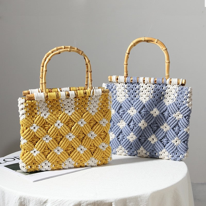 Fashion Rhomboids Thread Woven Bag