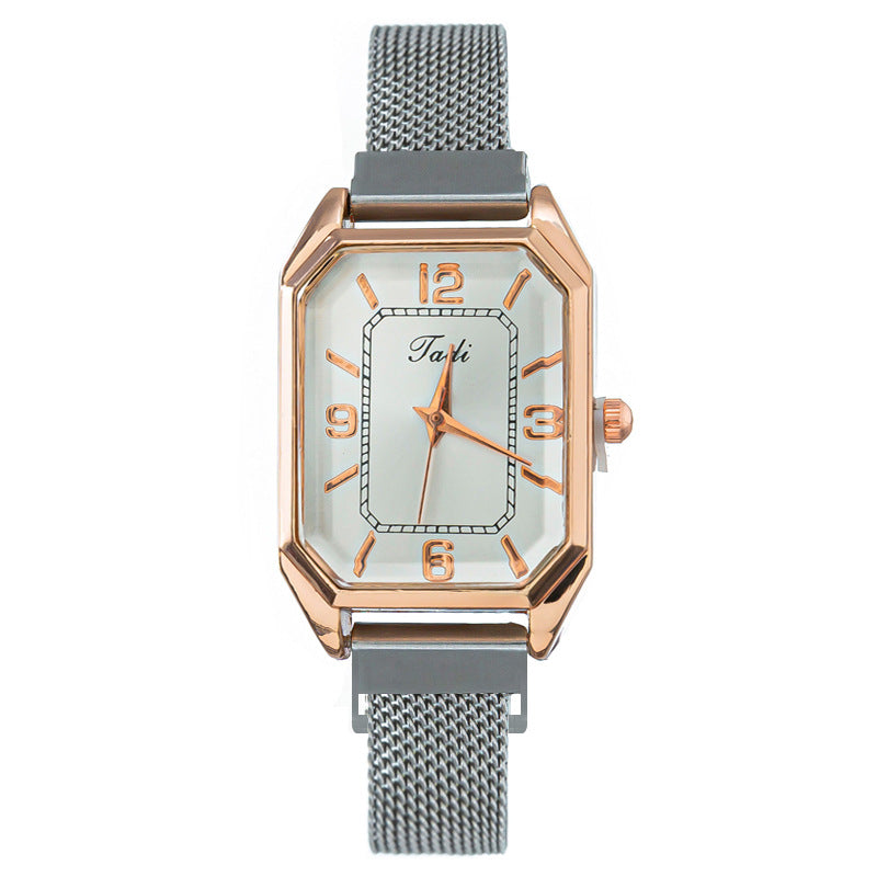 Women Fashion Solid Color Square Watch Stainless Steel Clasp