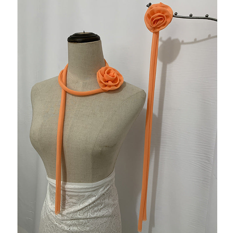 Bufanda fina con flores 3D para mujer