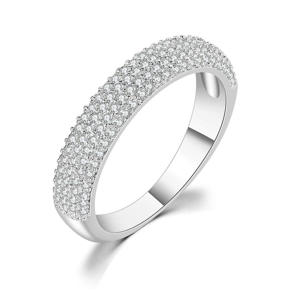 Anillo de circonitas de cinco filas para mujer