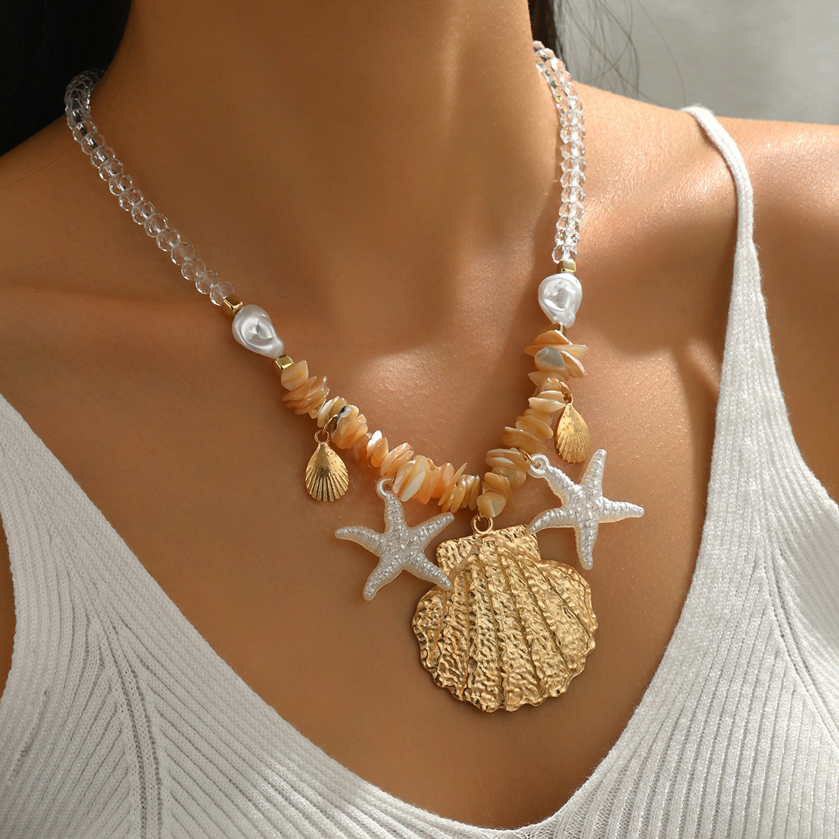 Bohemian Exaggerated Shell Beaded Sea Necklace