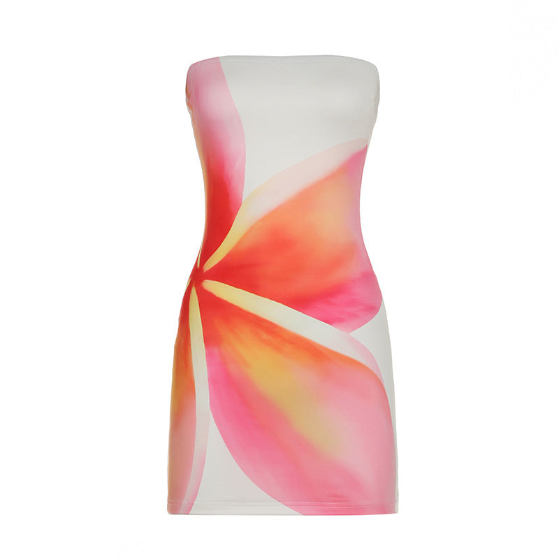 Vestido tubo con estampado floral sexy para mujer para vacaciones