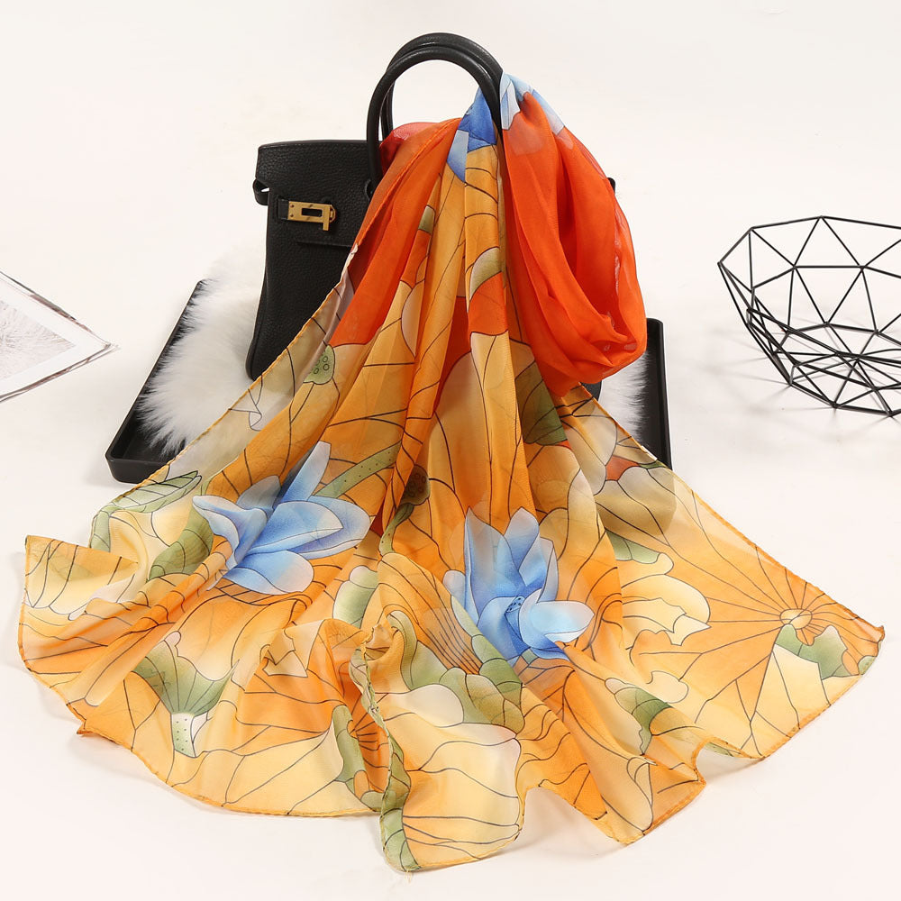 Elegante bufanda larga con estampado de flores para mujer