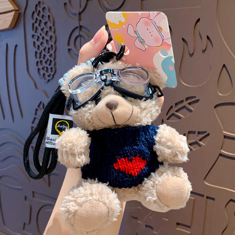 Cartoon Plush Bear Keychain with Colorful Sweater Styles