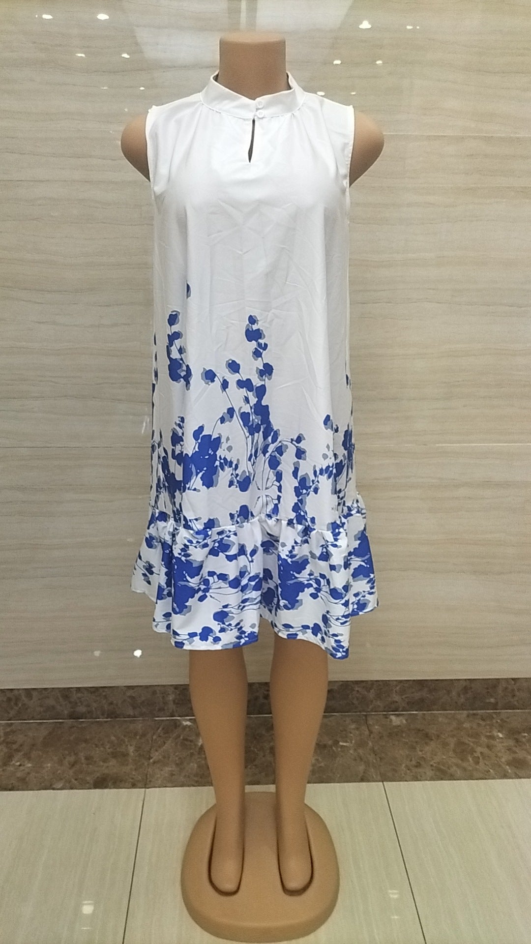 Women Fashion Casual Plus Size Printed Sleeveless Dress