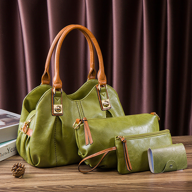 Vintage Large Capacity Handbag Four-Piece Set