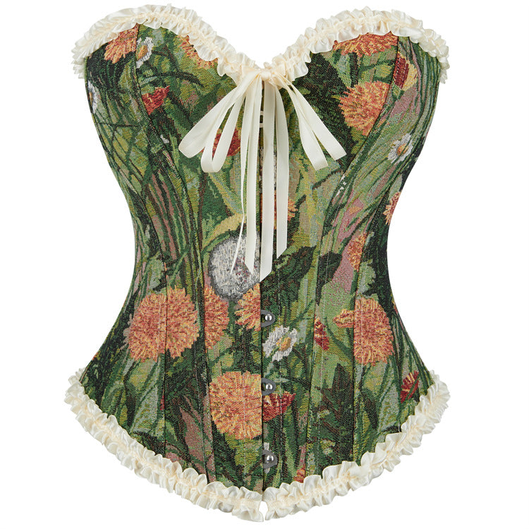 Top de corsé con estampado de pintura al óleo retro de moda para mujer