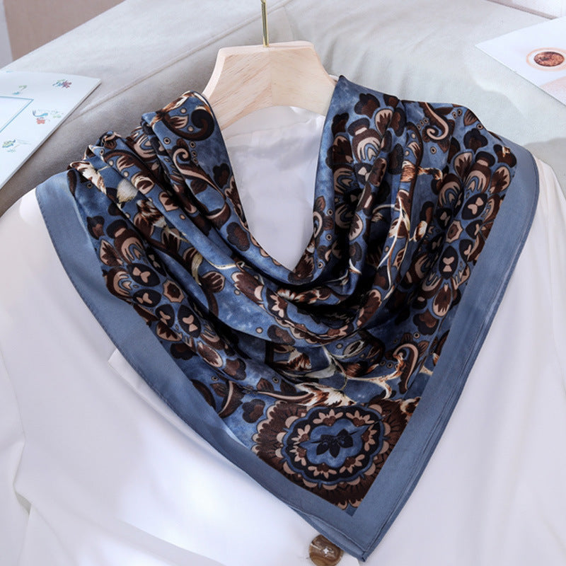 Bufanda de seda cuadrada estampada informal de moda para mujer