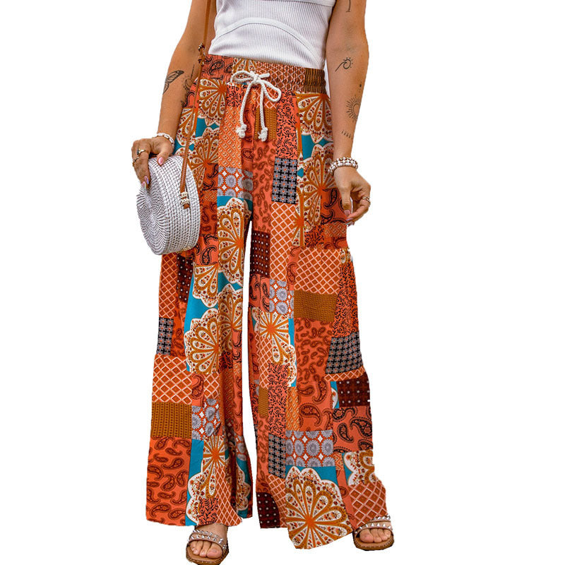 Women Casual Vacation Floral Printed Loose Pants