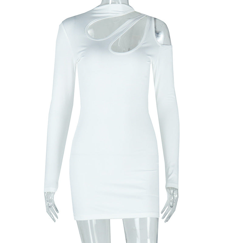 Women Fashion Sexy Solid Color Hollow-Out Dress