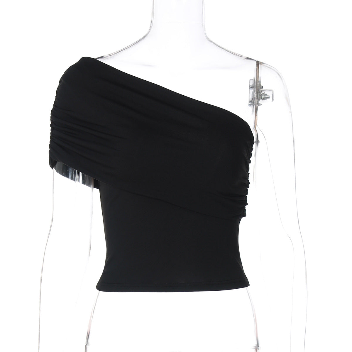 Top de tirantes sexy con hombros inclinados irregulares a la moda para mujer