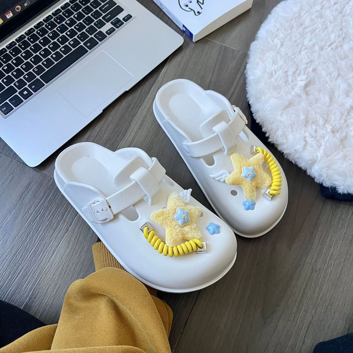 Pantuflas informales antideslizantes con estrella de cinco puntas para mujer