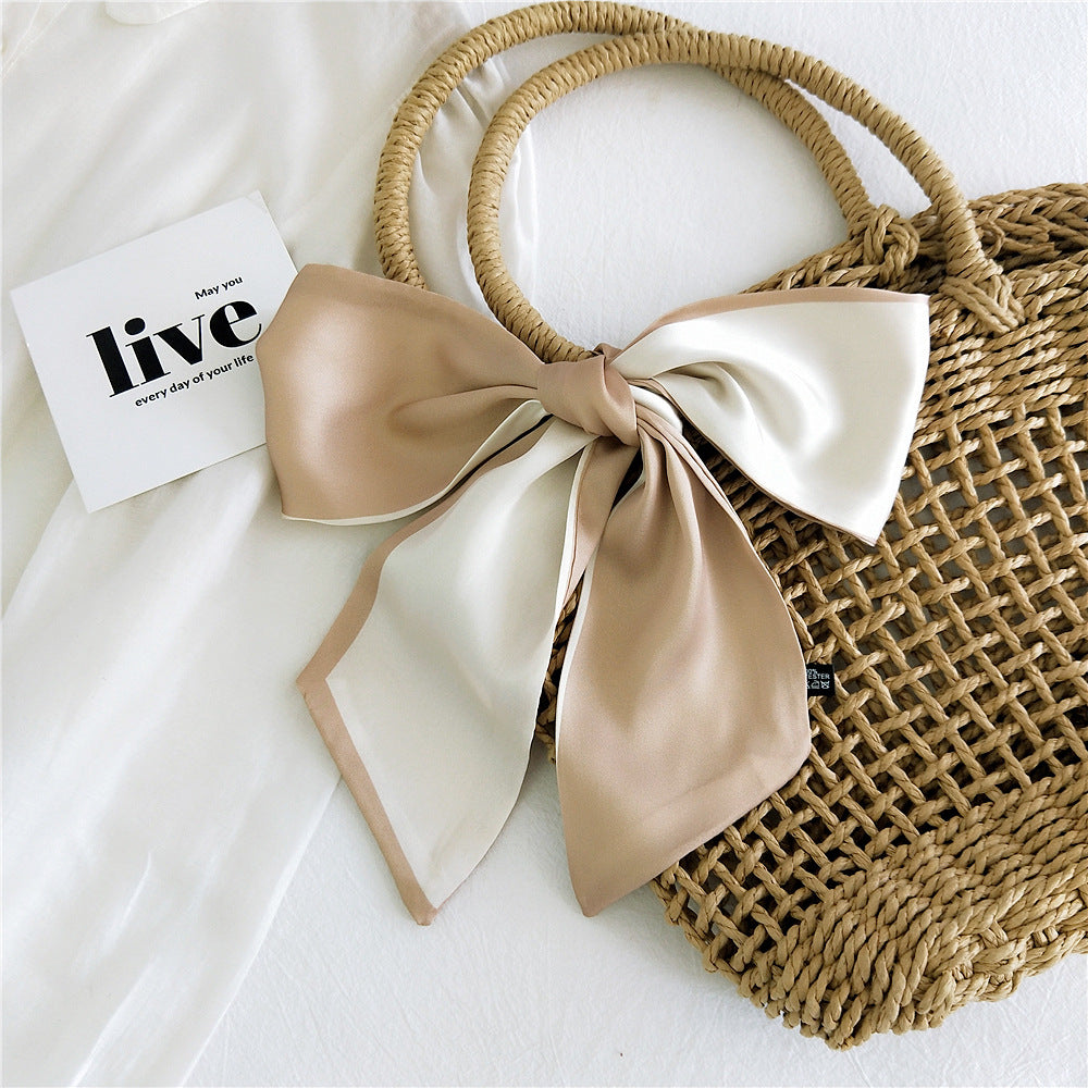 Fashion Double-Sided Two-Color Long Ribbon Tie Bag Handle Scarf