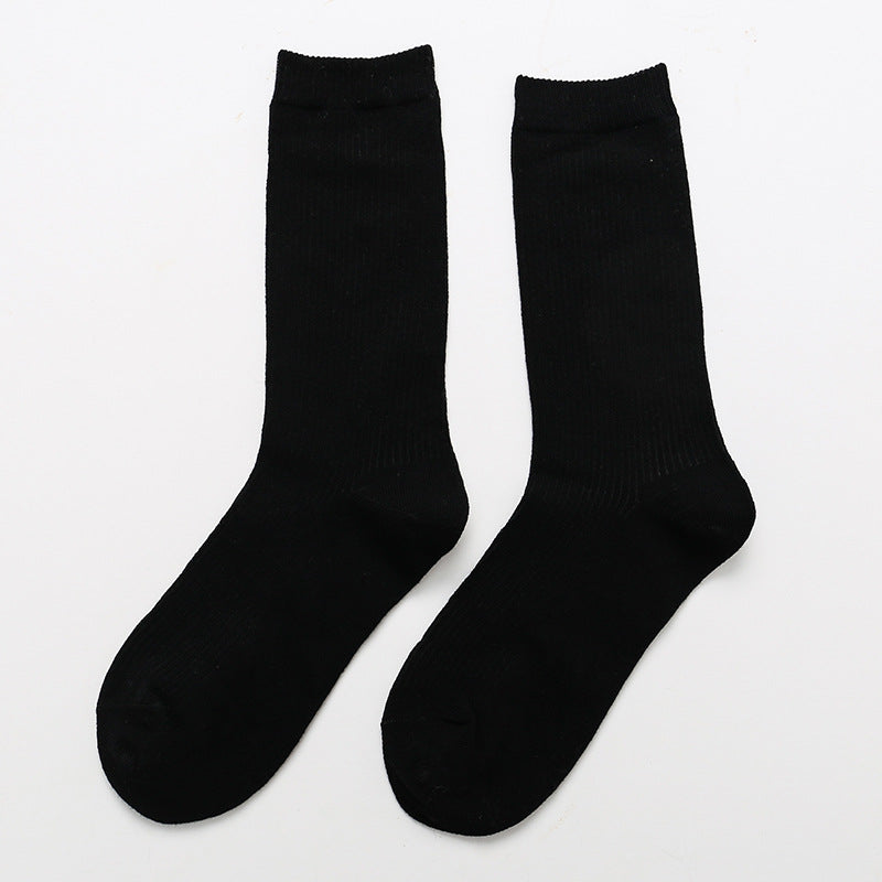 Calcetines de algodón apilados para mujer, color liso, grosor medio