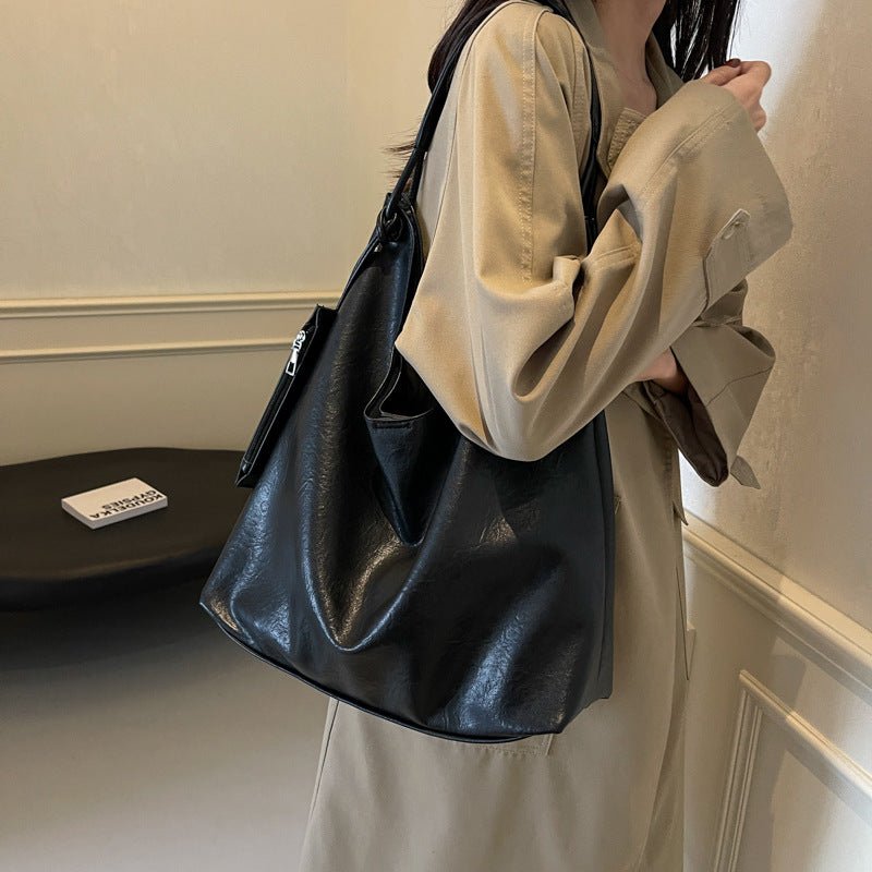 Bolso de mano informal de gran capacidad para mujer, de piel sintética, multicolor