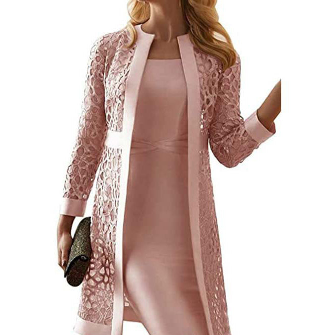 Women Fashion Casual Solid Color Dress Coat Set