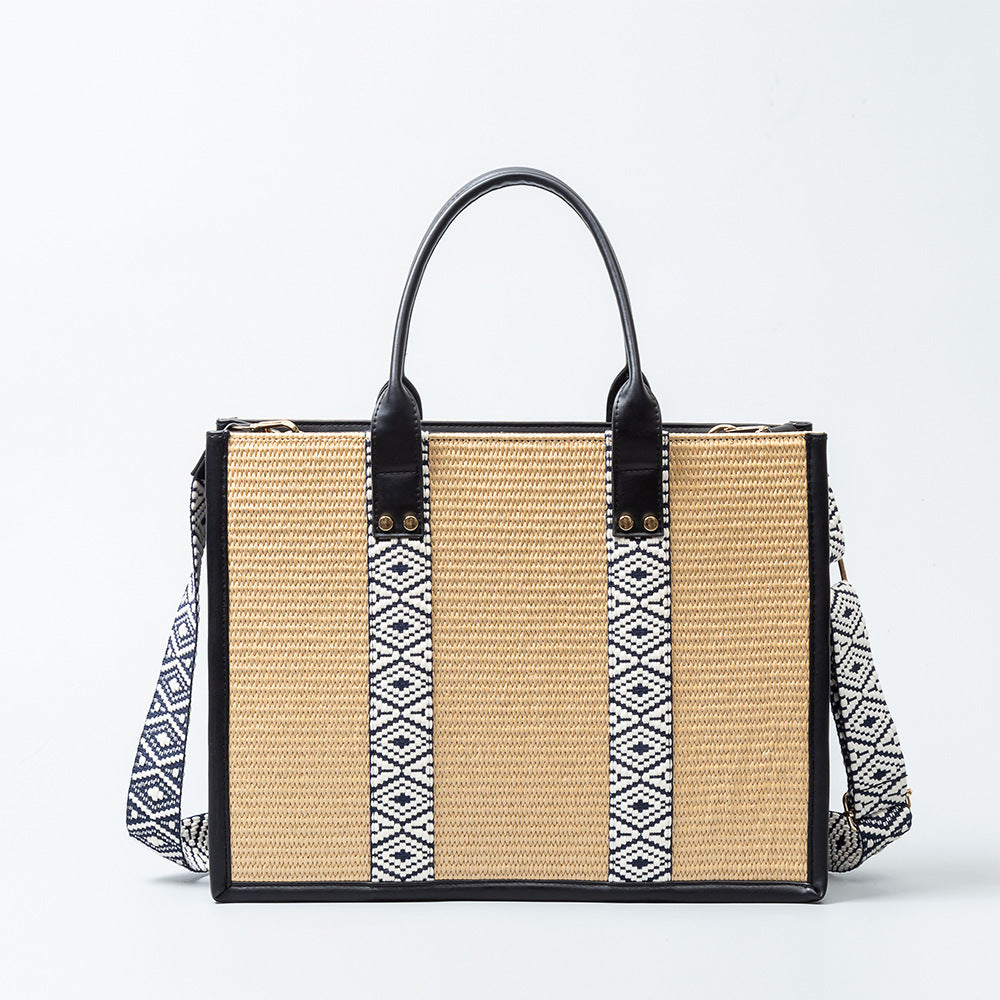 Women Casual Boho Large Capacity Straw Tote Bag