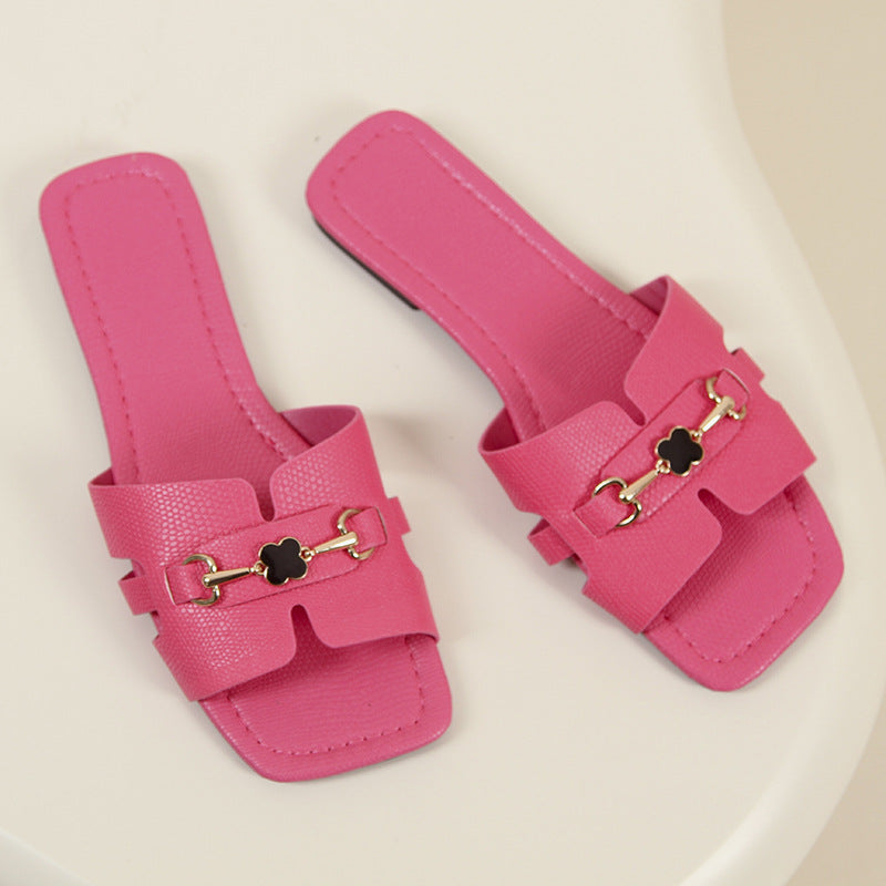 Chaussons carrés plats grande taille tendance - Chaussures confortables à enfiler pour femmes