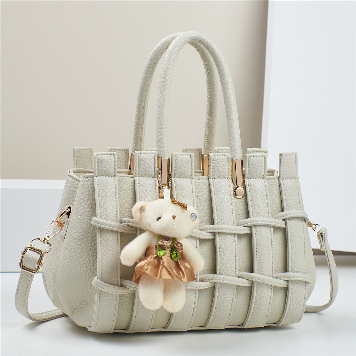Sac fourre-tout tissé à la main de grande capacité, décontracté et tendance, couleur unie, pour femmes