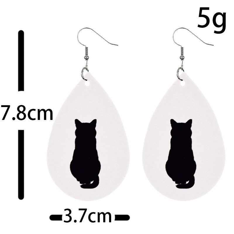 Halloween Women Funny Pumpkin Ghost Leather Earrings