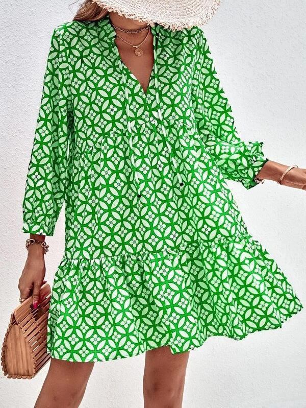 Vestido casual de manga larga con estampado para mujer