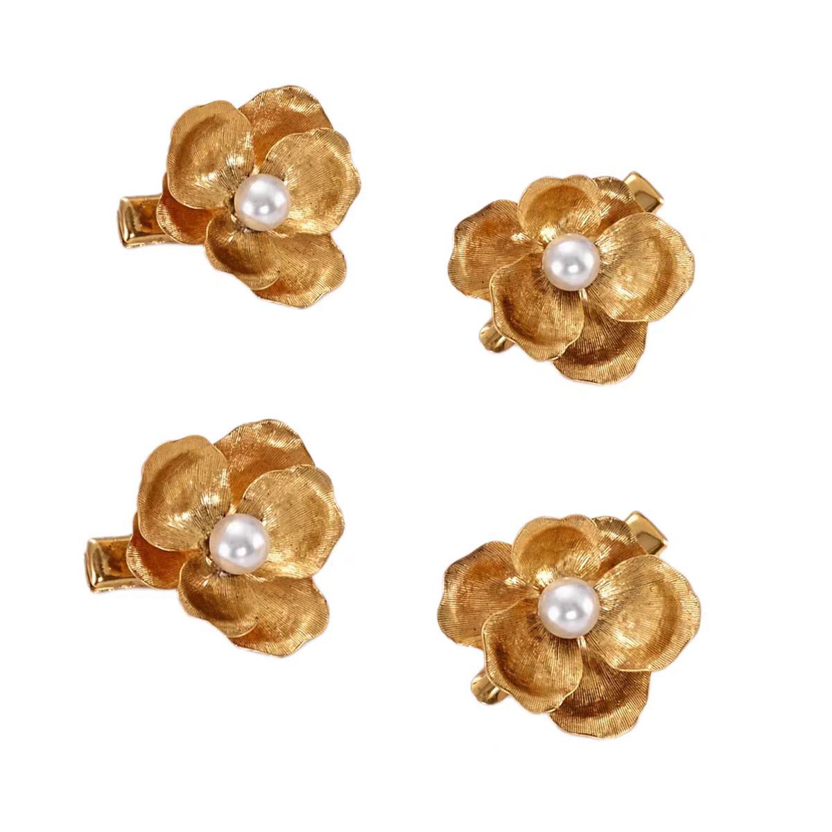 Épingle à cheveux florale en perles de style palais vintage avec clip latéral élégant