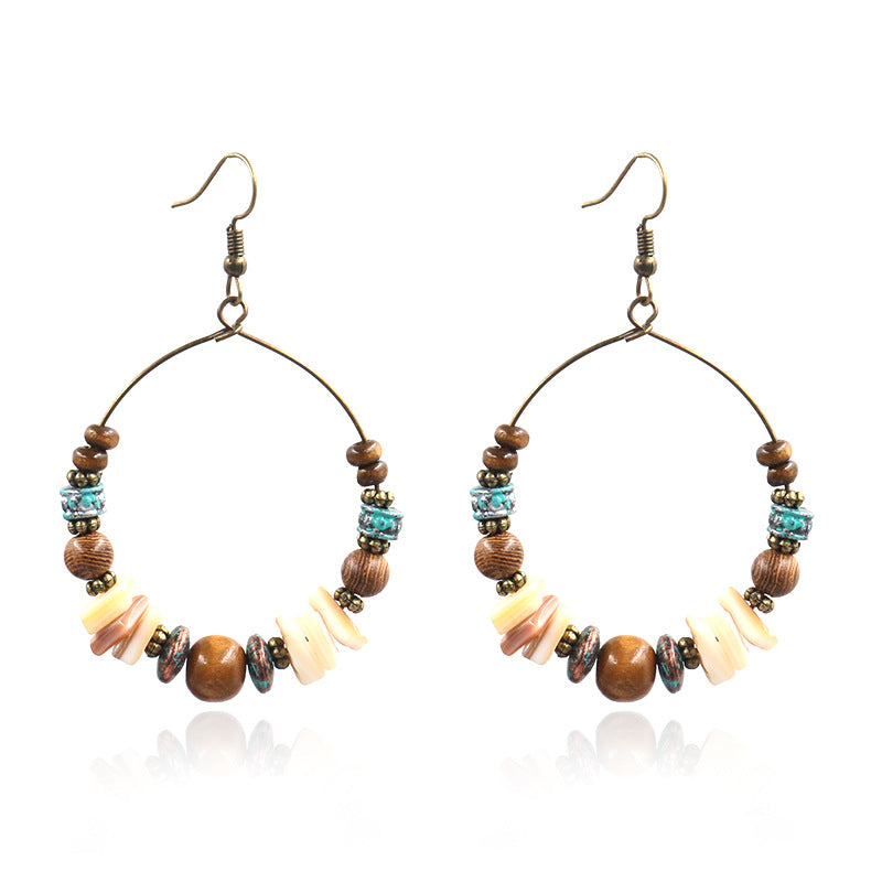 Women Boho Fashion Handmade Beaded Hoop Earrings