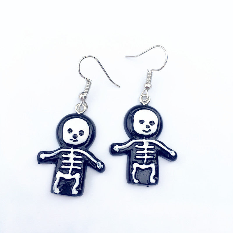 Pendientes colgantes de Halloween para mujer, divertidos, con esqueleto, fantasma, calabaza, gato y búho