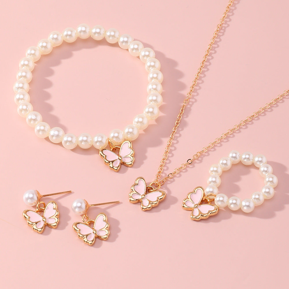 Women Fashion Elegant Bowknot Beads Jewelry Set
