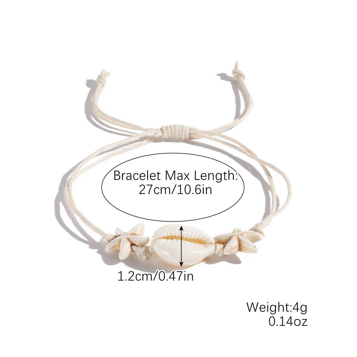 Women Fashion Boho Woven Knot Natural Shell Bracelet