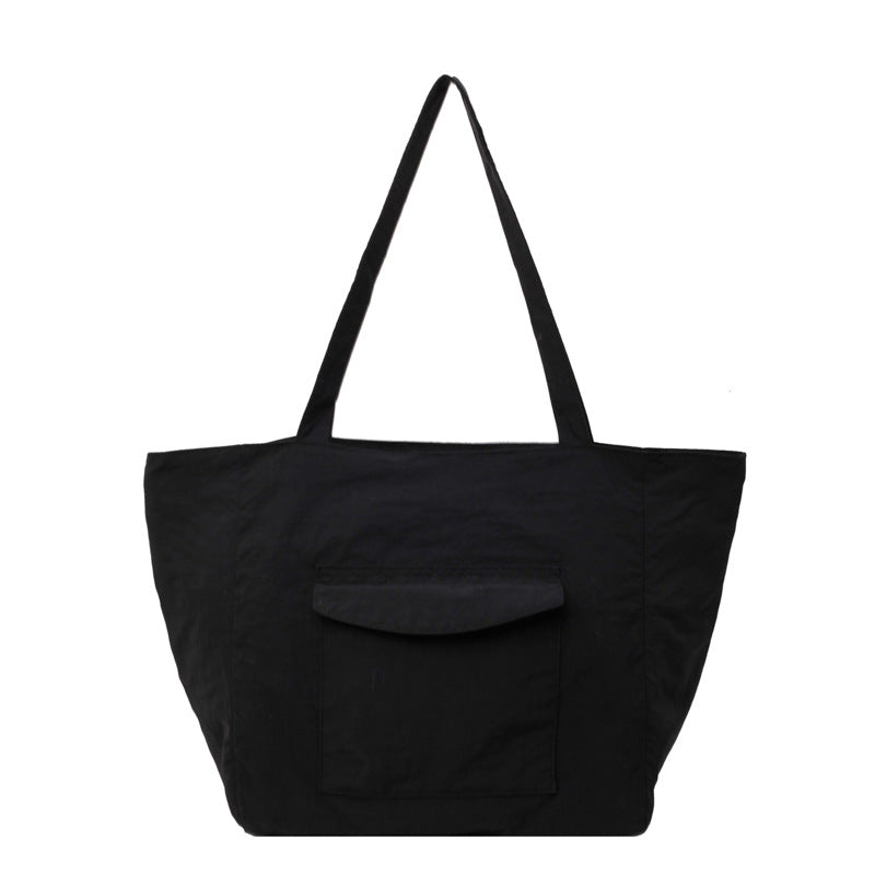 Bolso tote de nailon de gran capacidad, sencillo y de color sólido para mujer