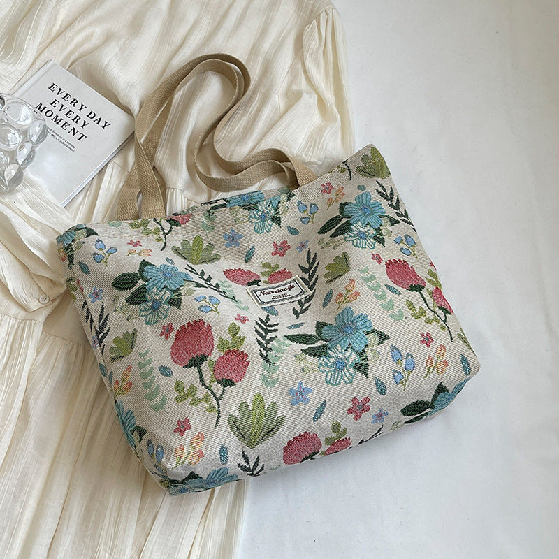 Bolso tote de lona con estampado floral para mujer