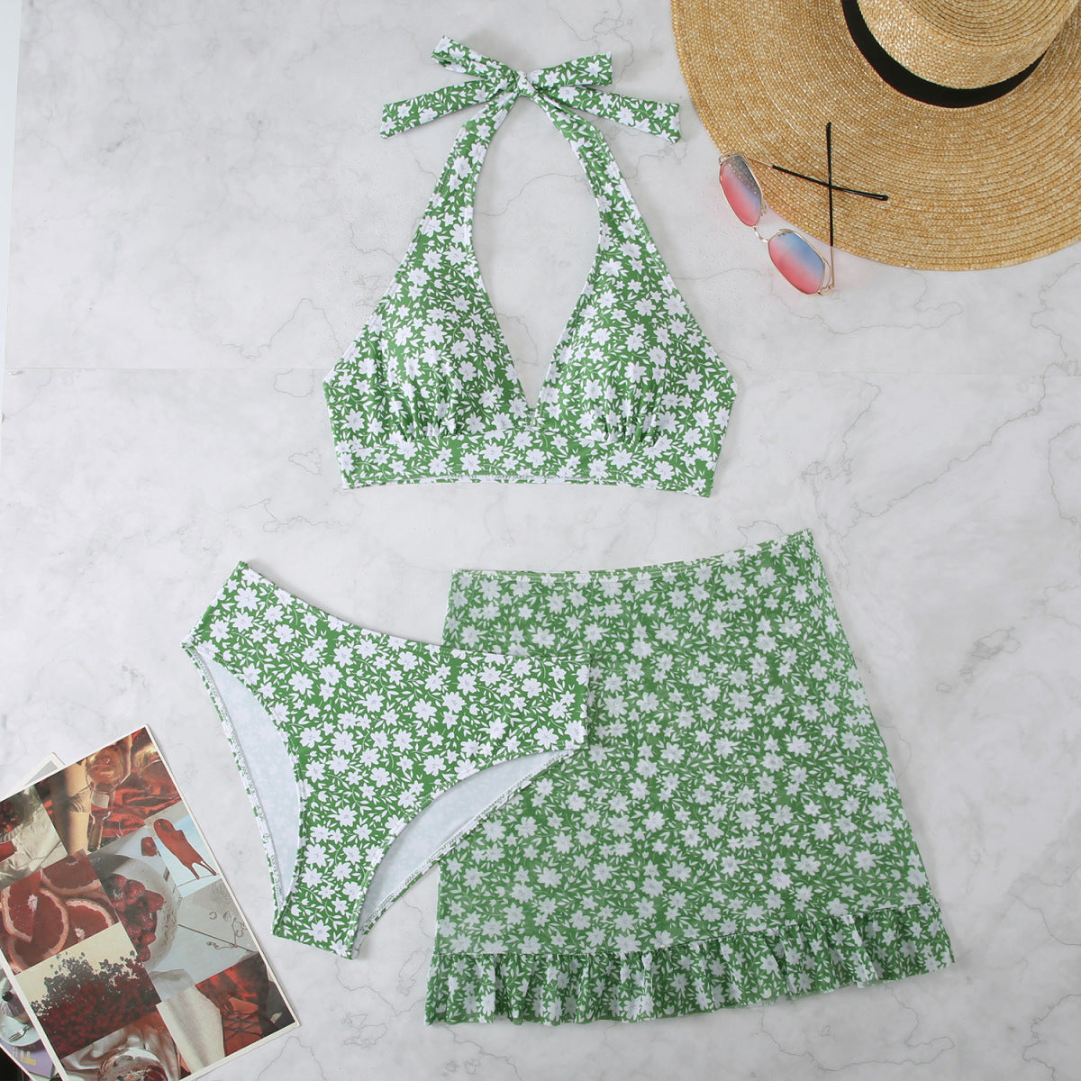 Bikini de cuello halter para mujer, sexy, para vacaciones de verano en la playa
