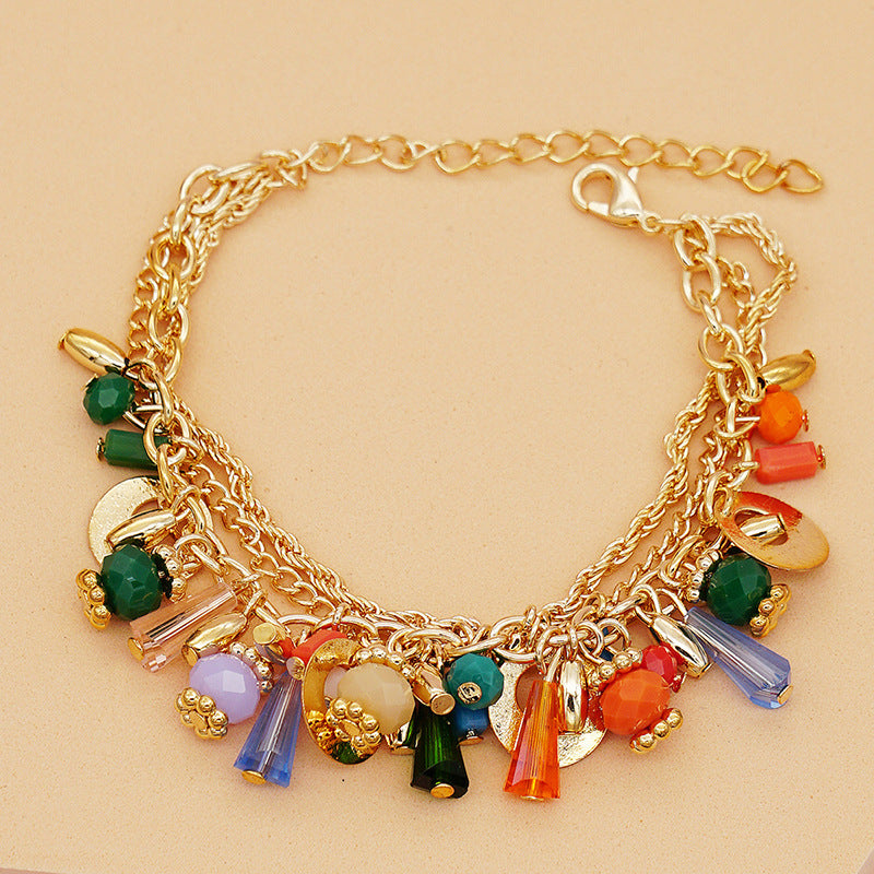 Bohemian Multi-Layer Beaded Chain Bracelet