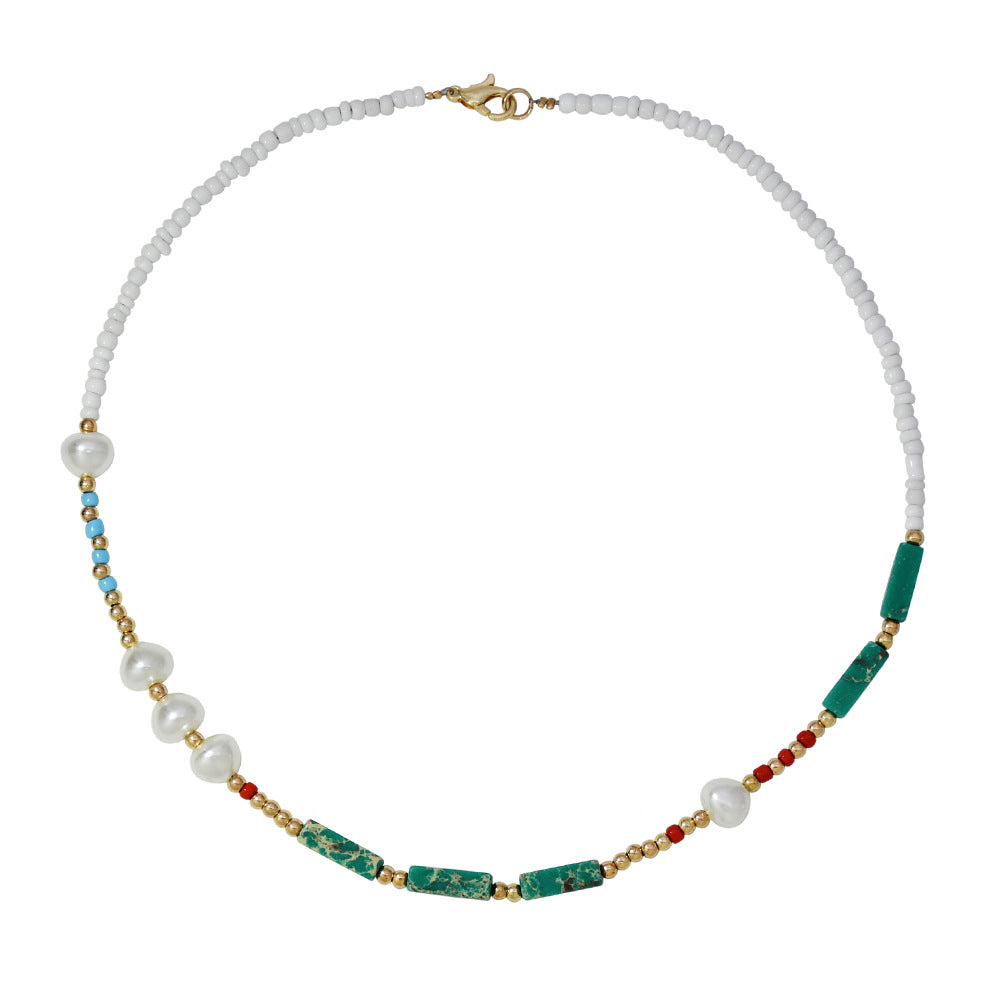 Collar de ágata de verano con perlas de estilo bohemio