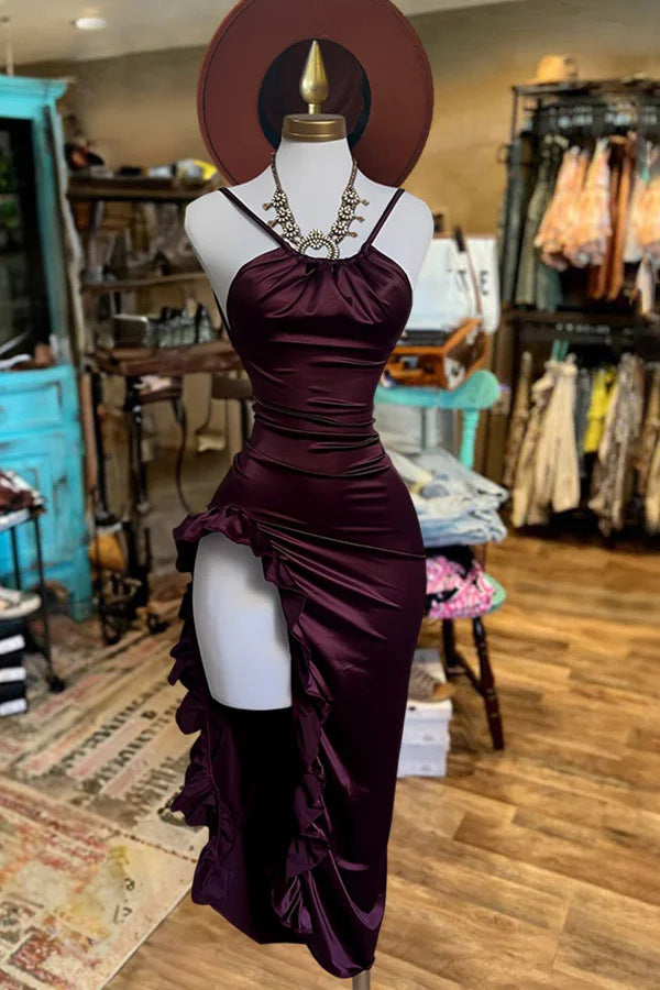 Women Fashion Sexy Western Irregular Solid Dress
