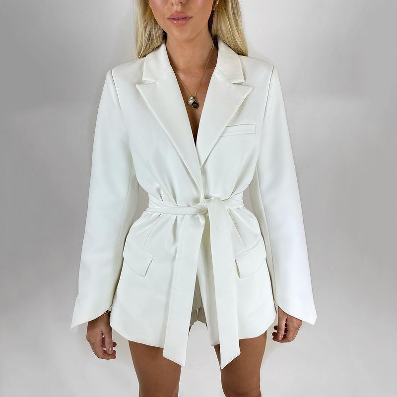 Women Casual Solid Color Polyester Lapel Blazer