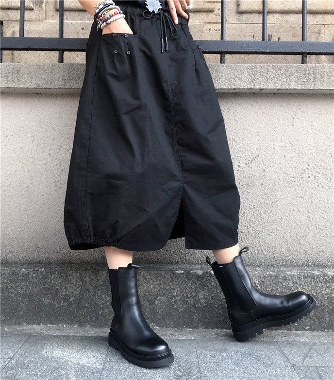 Falda midi de corte A de color liso a la moda de verano para mujer