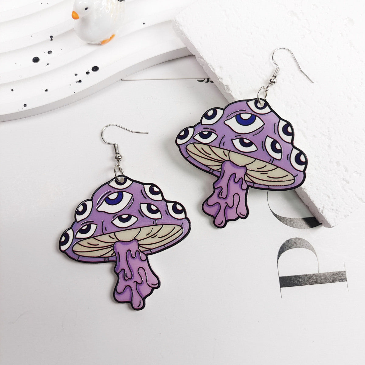 Pendientes acrílicos de Halloween para mujer con diseño de calavera de Diablo, fresa y lápida