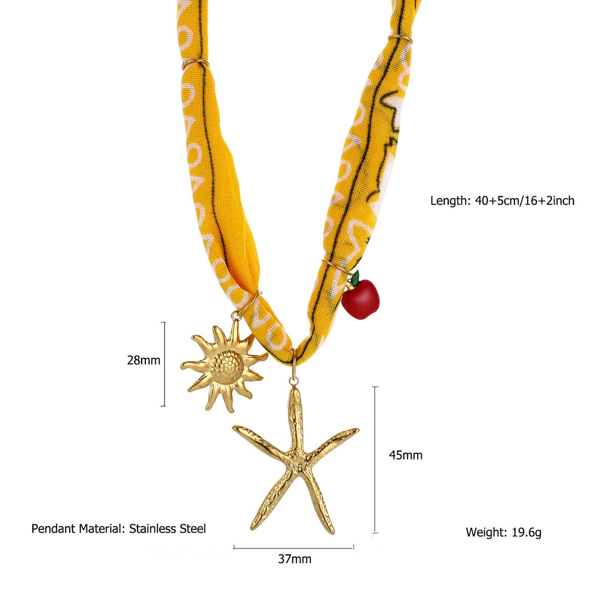 Collar de bufanda de seda con colgante de estrella de mar y caracola de viento oceánico para mujer, joyería de acero inoxidable con forma de animal