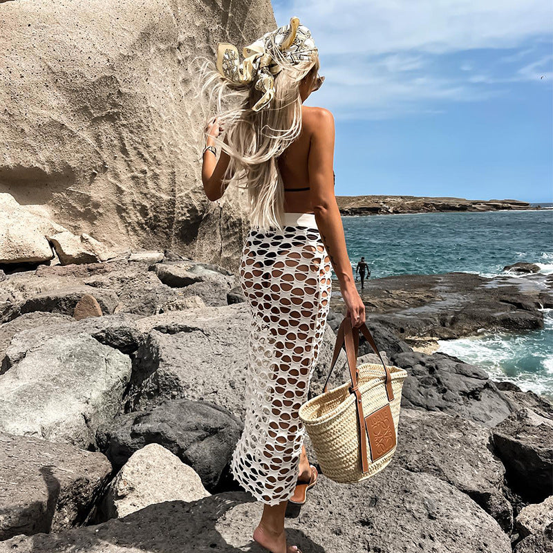 Women Fashion Casual Vacation Solid Color Bikini Skirt