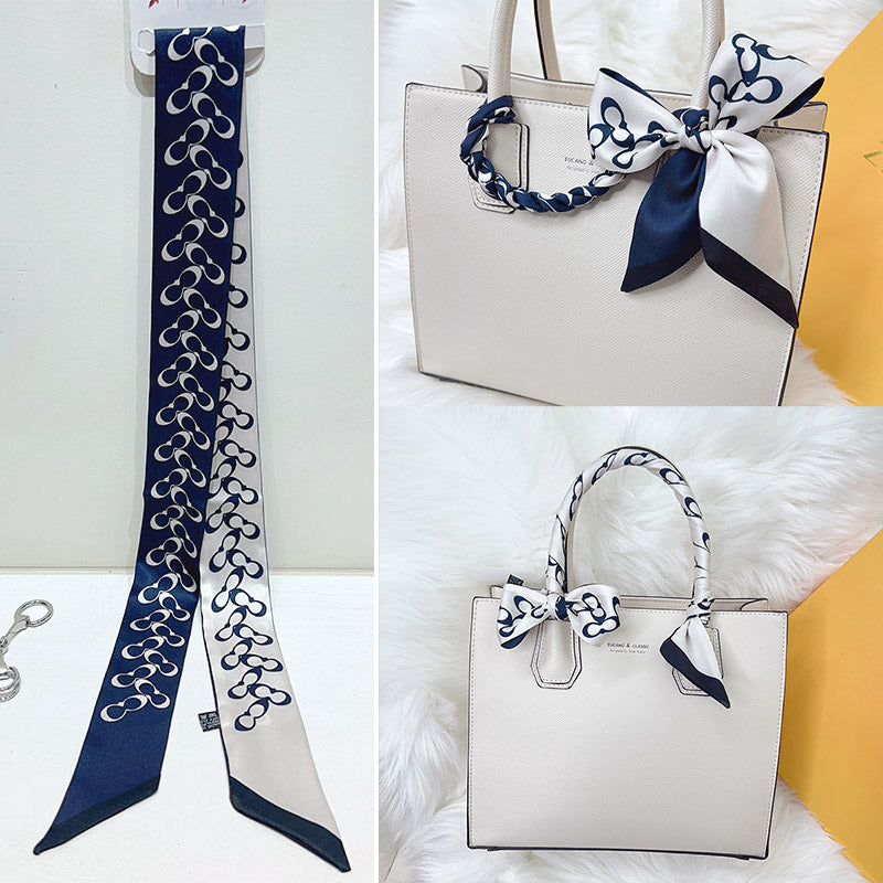 Bufanda con asa para bolso con lazo estampado de moda
