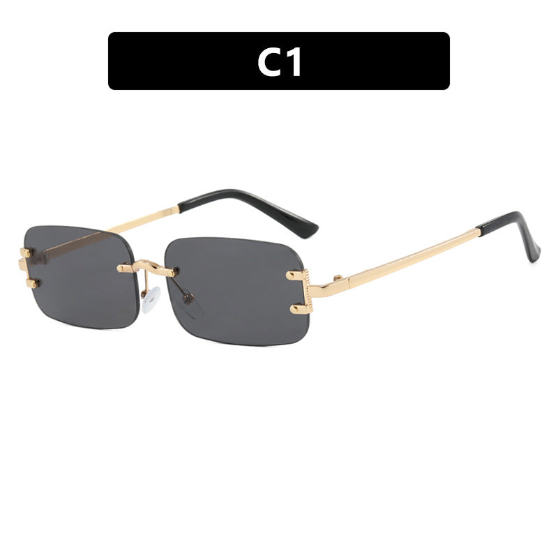 Gafas de sol cuadradas sin montura informales de moda para mujer