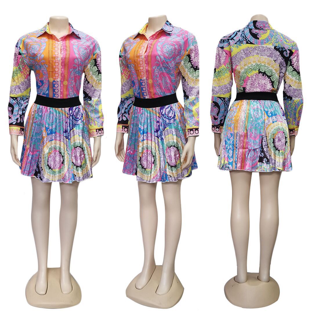Conjunto de blusa con estampado geométrico informal de moda para mujer
