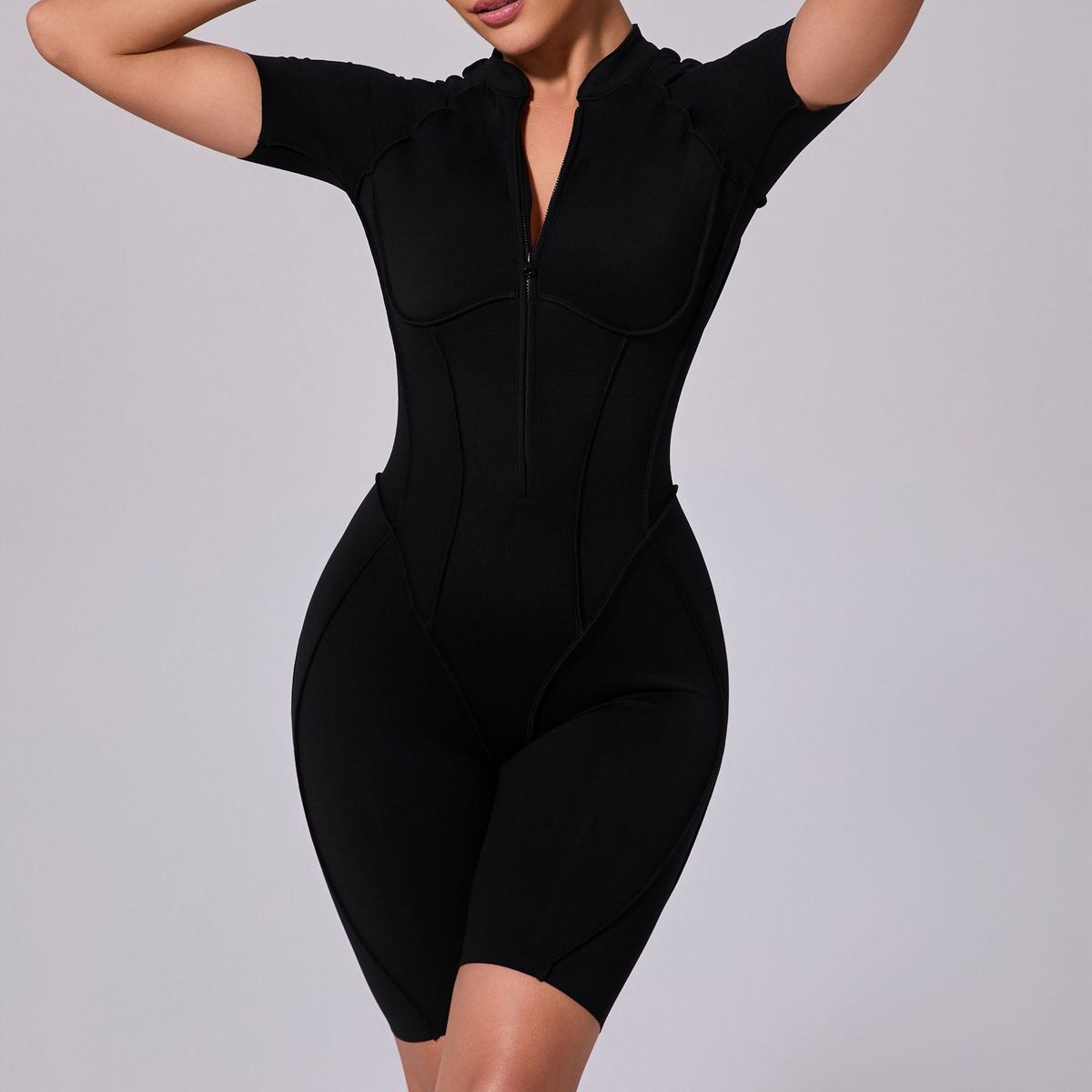 Summer Zipper Short-Sleeved Yoga Rompers