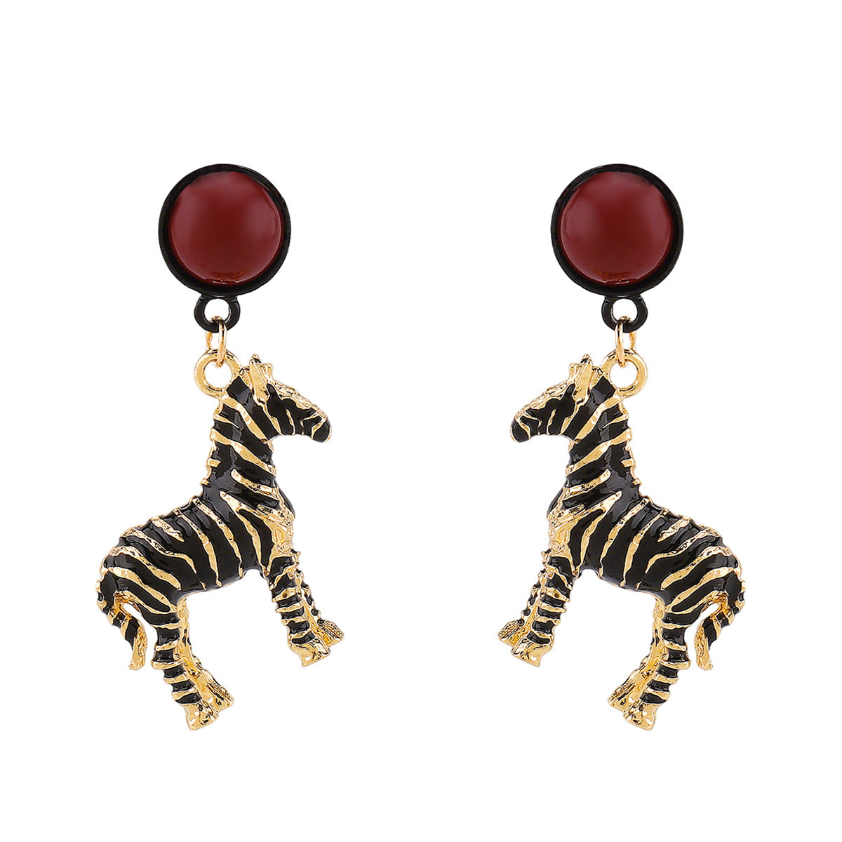 Boucles d'oreilles pendantes zèbre vintage créatives